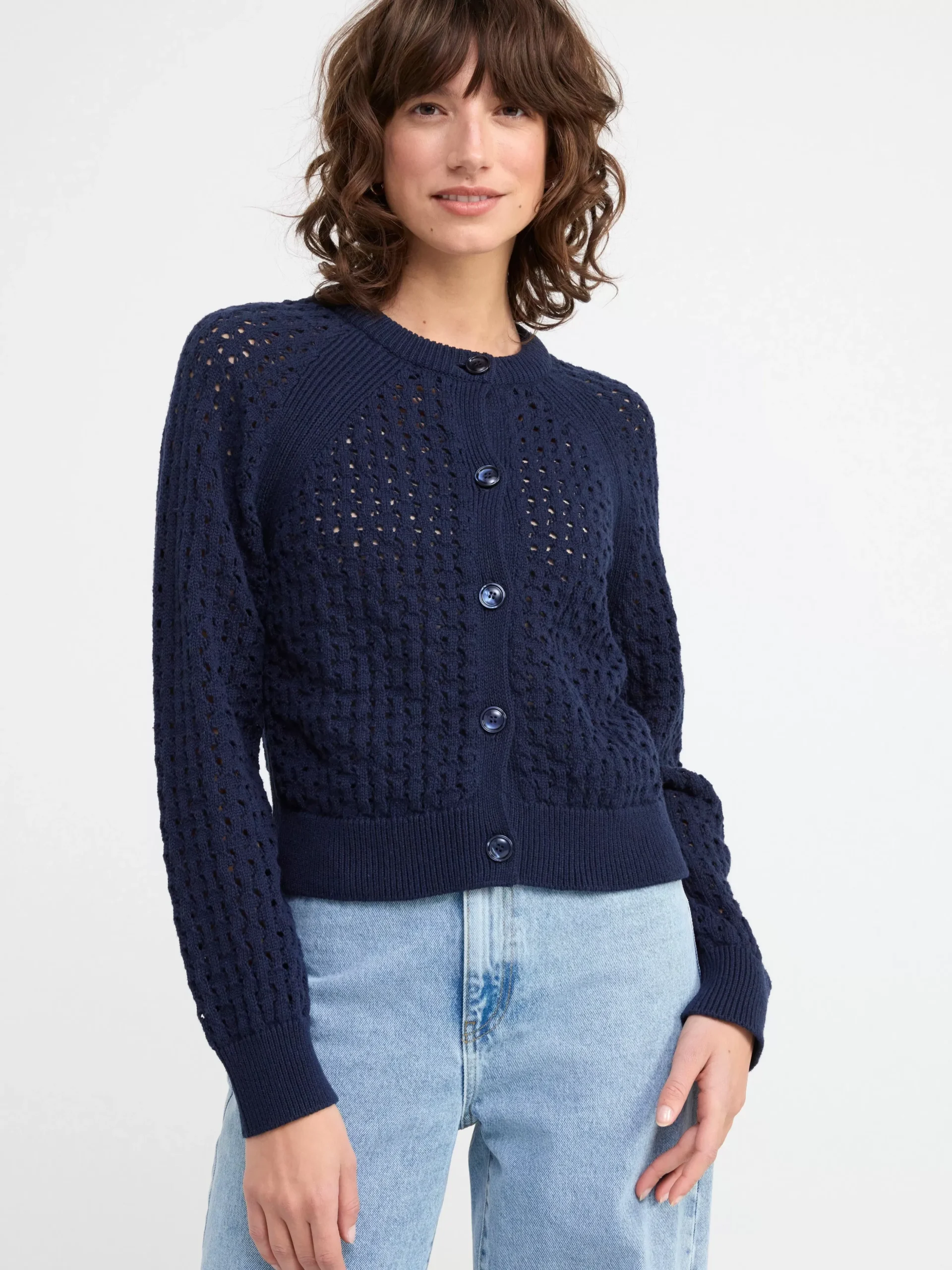 Tröjor & Cardigans>Lindex Stickad Cardigan Navy