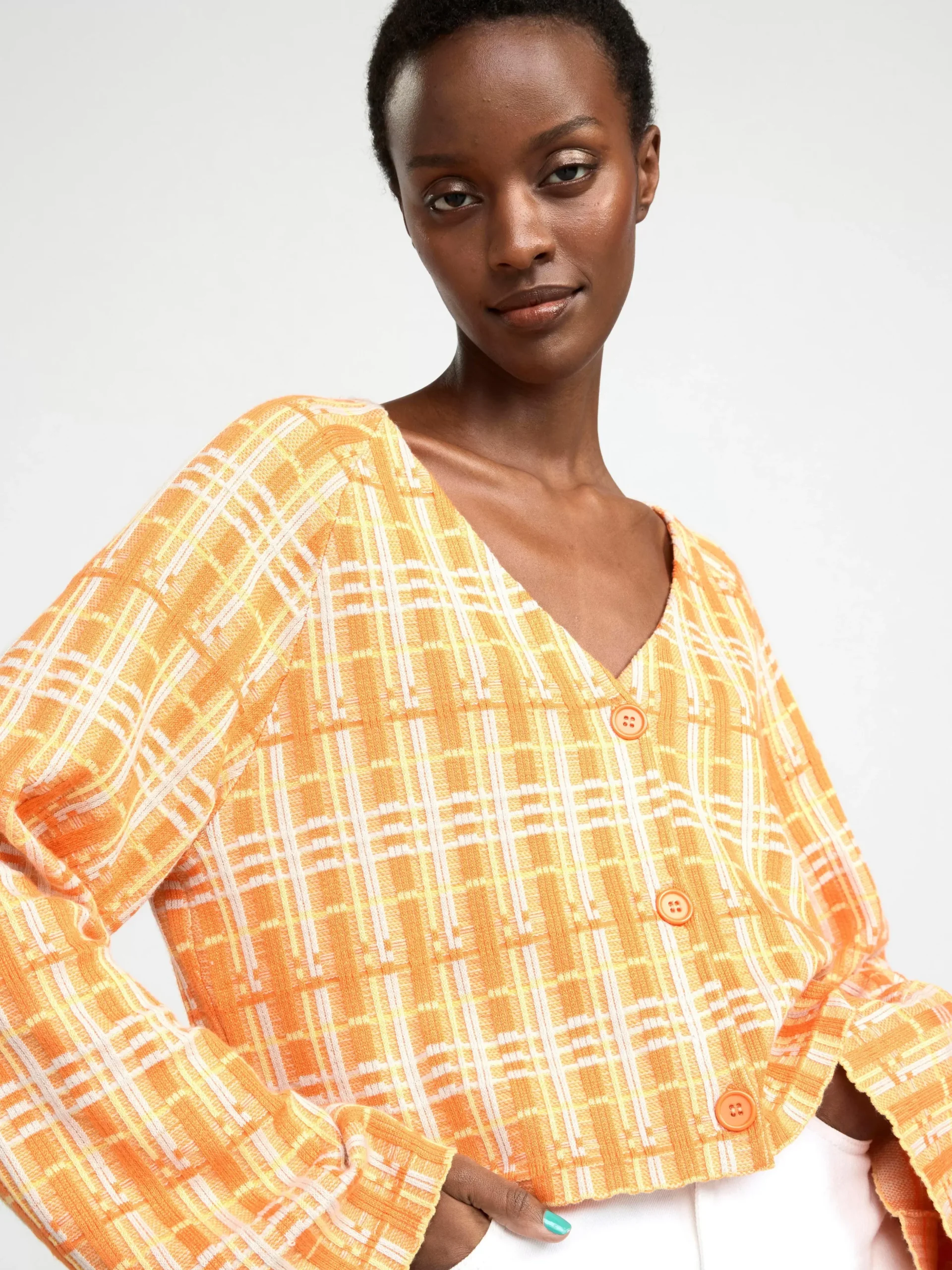 Tröjor & Cardigans>Lindex Stickad Cardigan Light Orange
