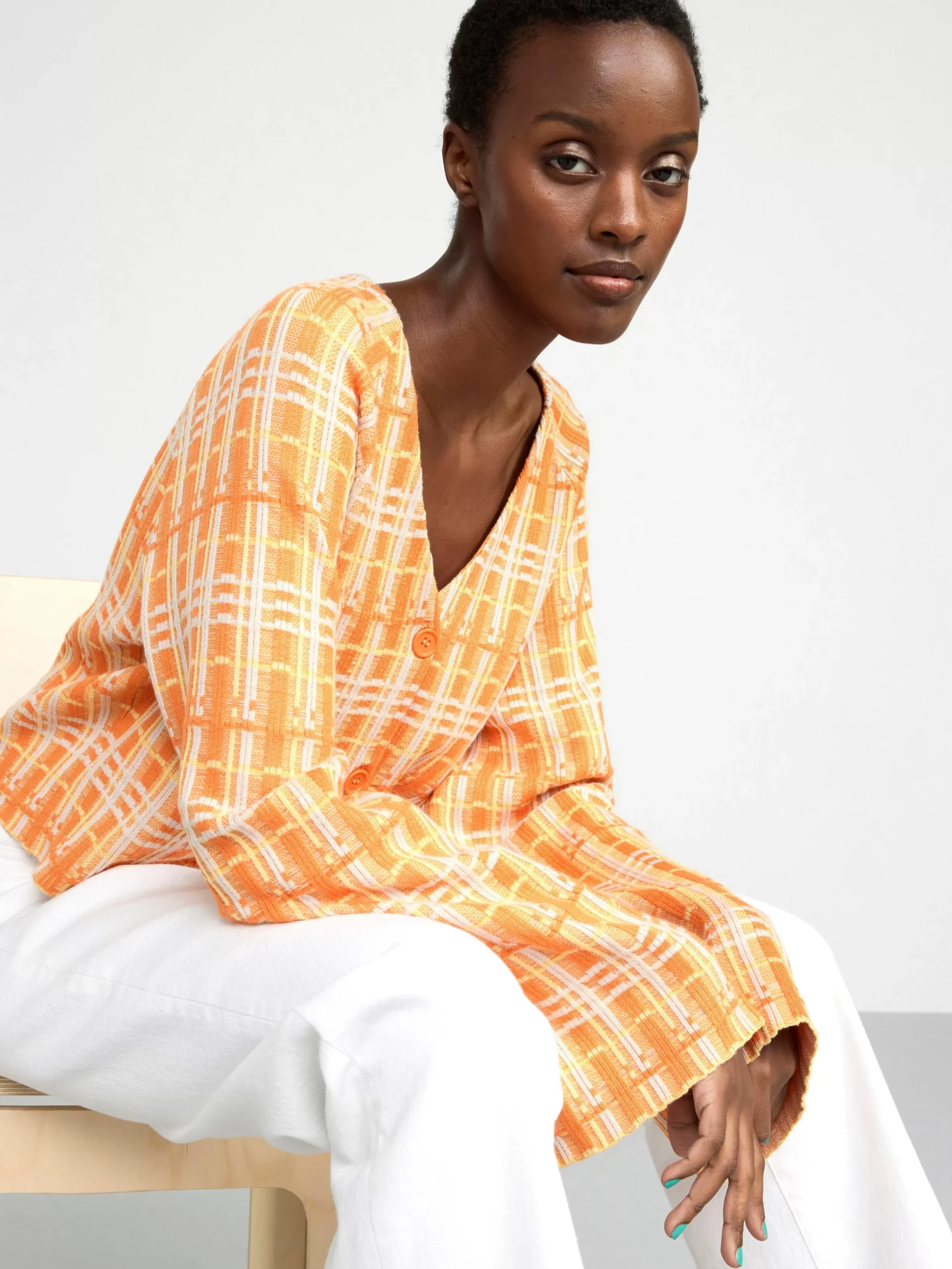 Tröjor & Cardigans>Lindex Stickad Cardigan Light Orange