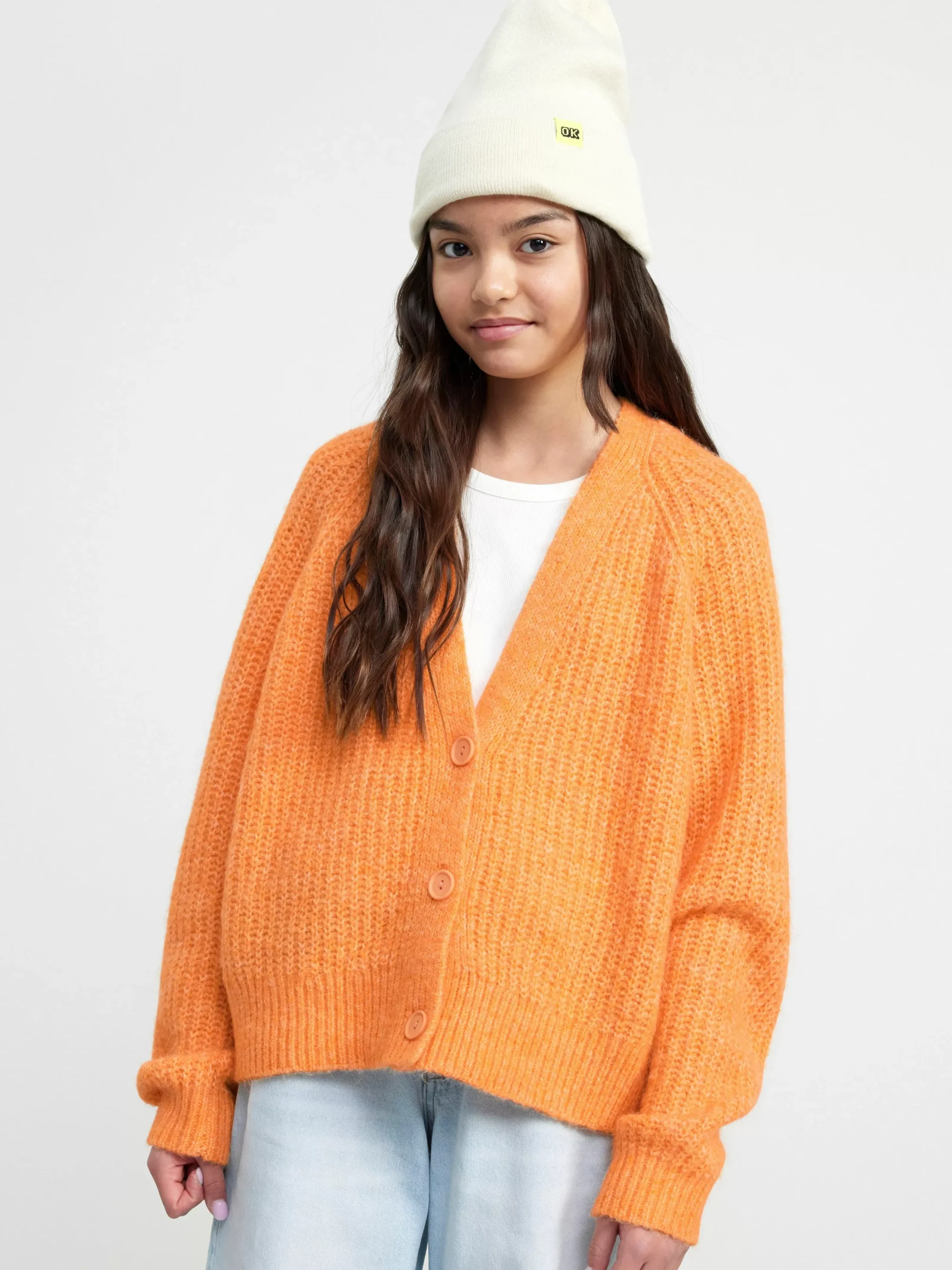 Tröjor & Cardigans>Lindex Stickad Cardigan Light Orange