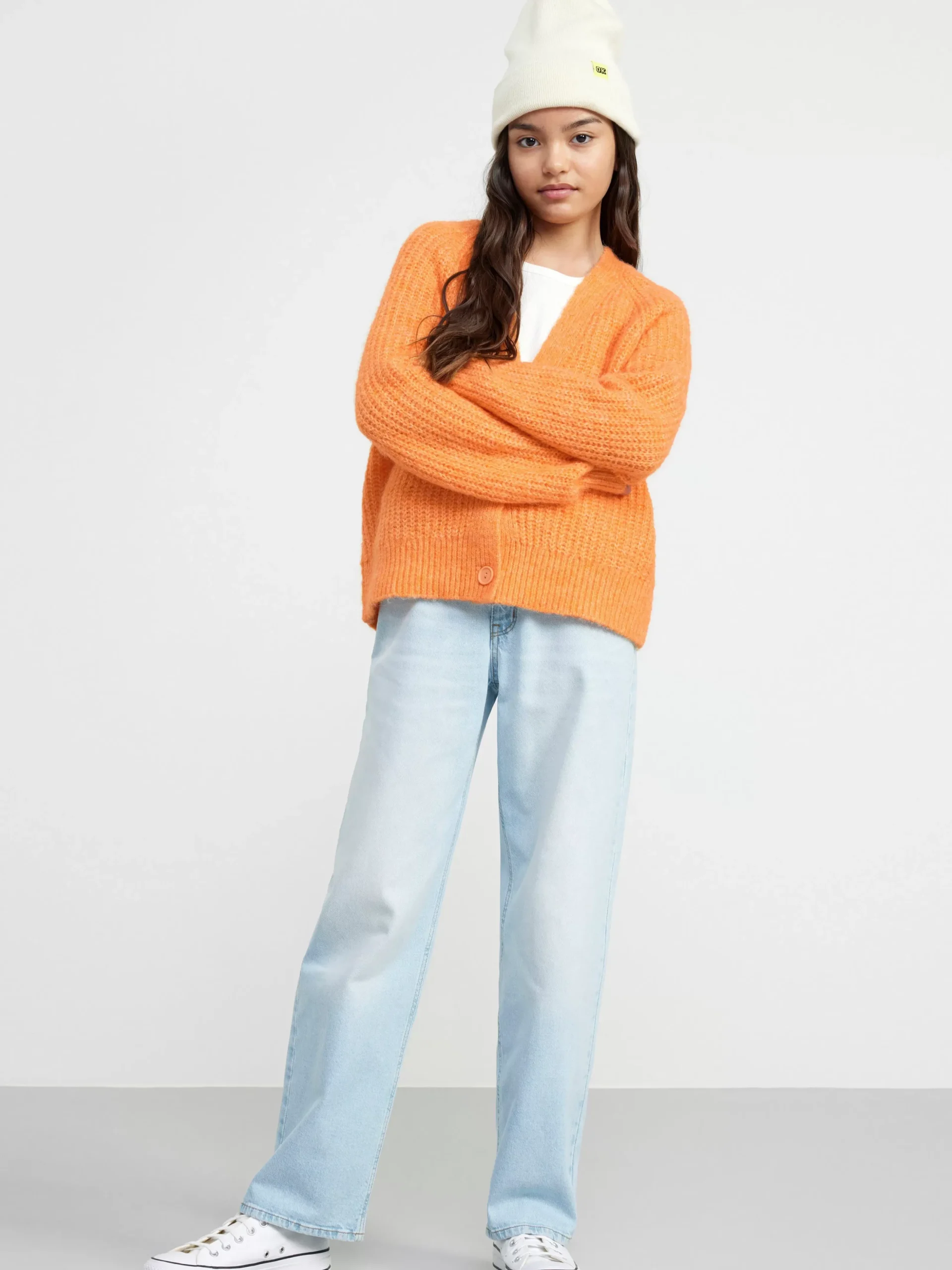 Tröjor & Cardigans>Lindex Stickad Cardigan Light Orange