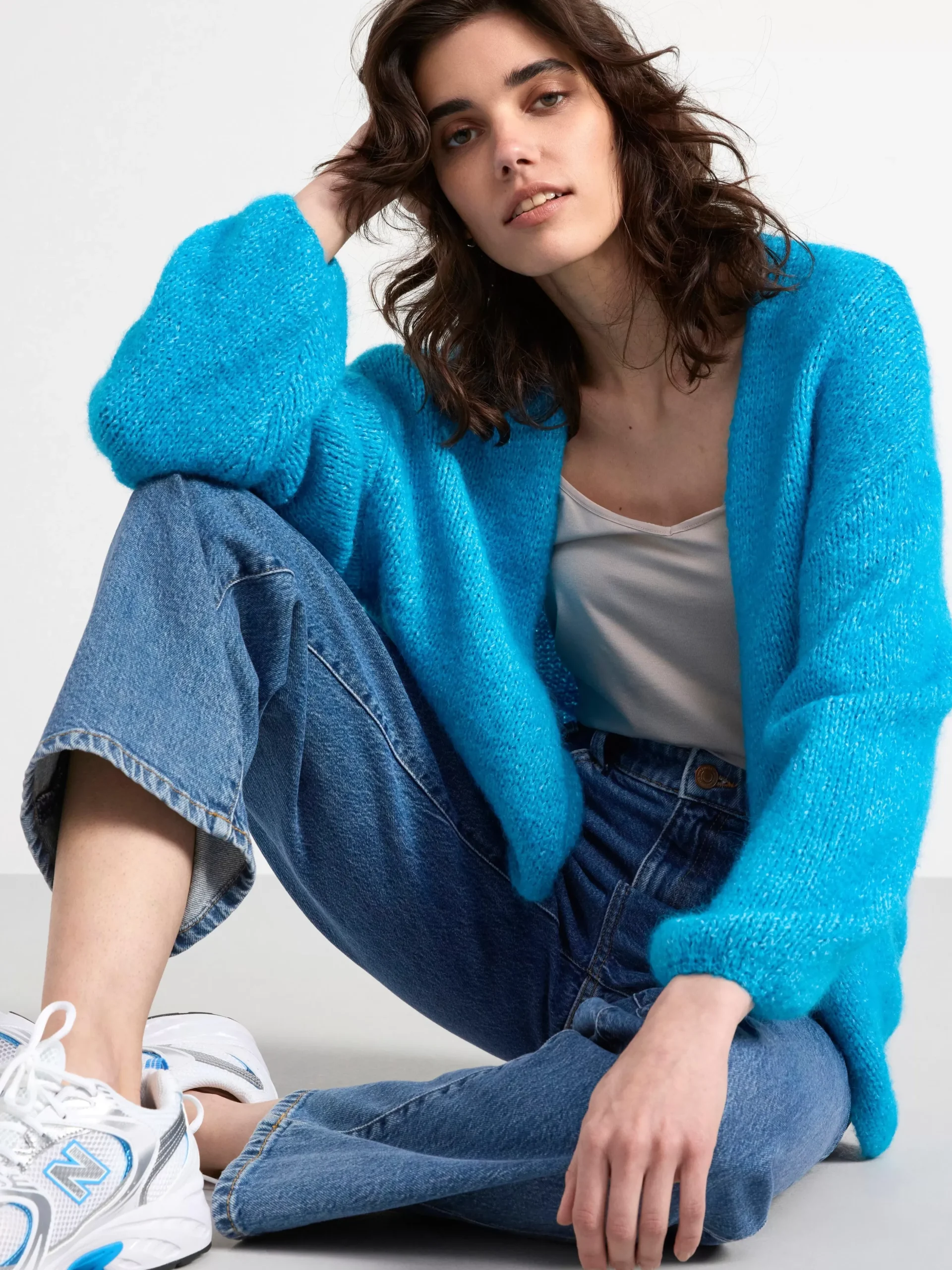 Tröjor & Cardigans>Lindex Stickad Cardigan Turqoise