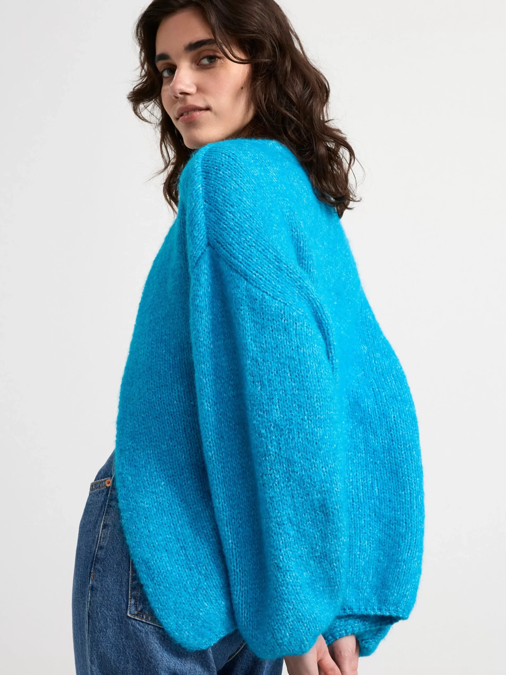 Tröjor & Cardigans>Lindex Stickad Cardigan Turqoise