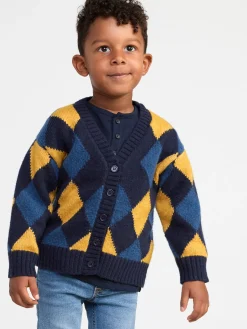 Tröjor & Cardigans>Lindex Stickad Cardigan Med Argylemonster Dark Navy