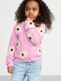 Tröjor & Cardigans>Lindex Stickad Cardigan Med Blommor Light Lilac