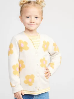 Tröjor & Cardigans>Lindex Stickad Cardigan Med Blommor Light Beige