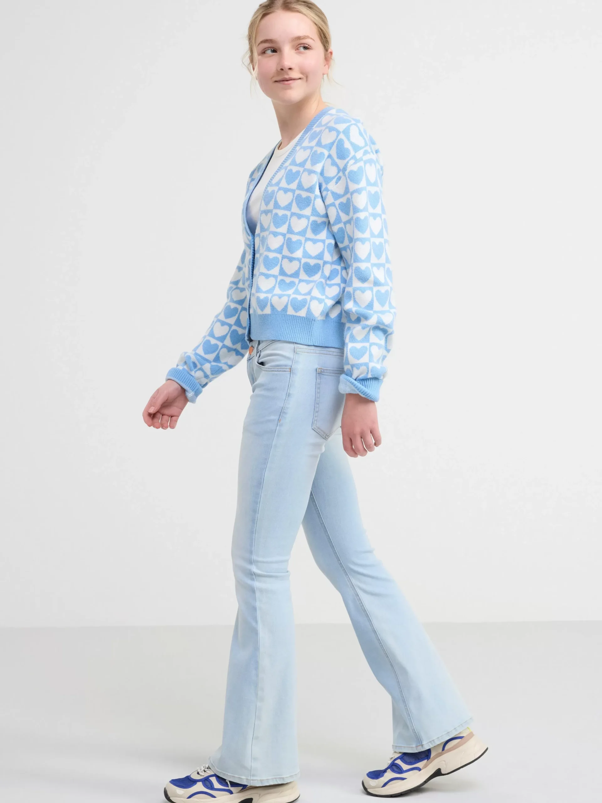 Tröjor & Cardigans>Lindex Stickad Cardigan Med Hjartan Light Dusty Blue
