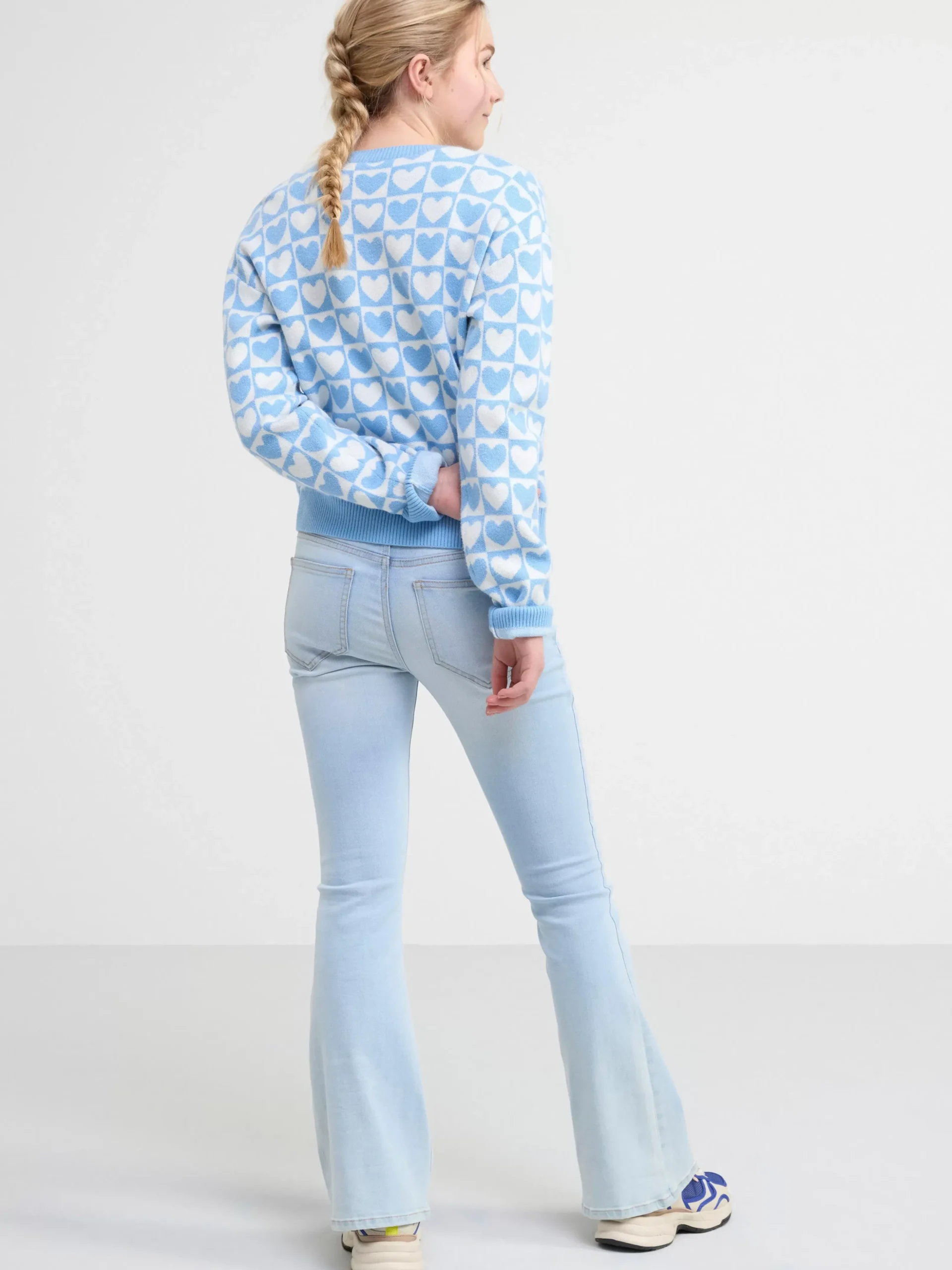 Tröjor & Cardigans>Lindex Stickad Cardigan Med Hjartan Light Dusty Blue