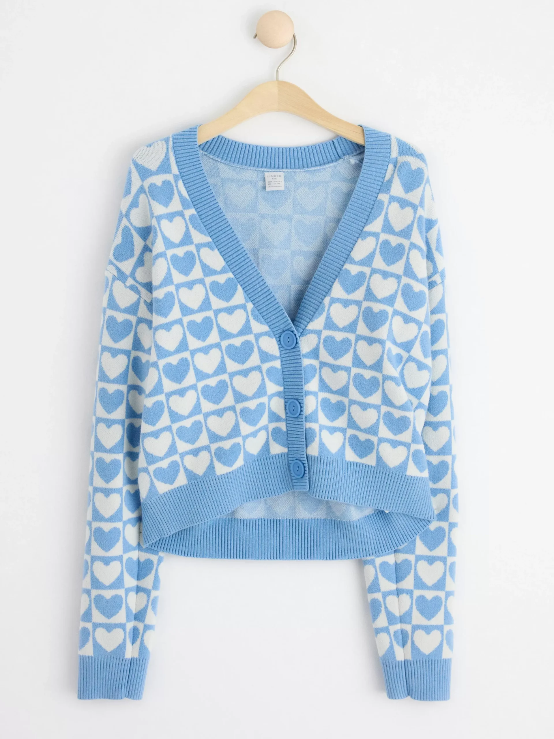 Tröjor & Cardigans>Lindex Stickad Cardigan Med Hjartan Light Dusty Blue