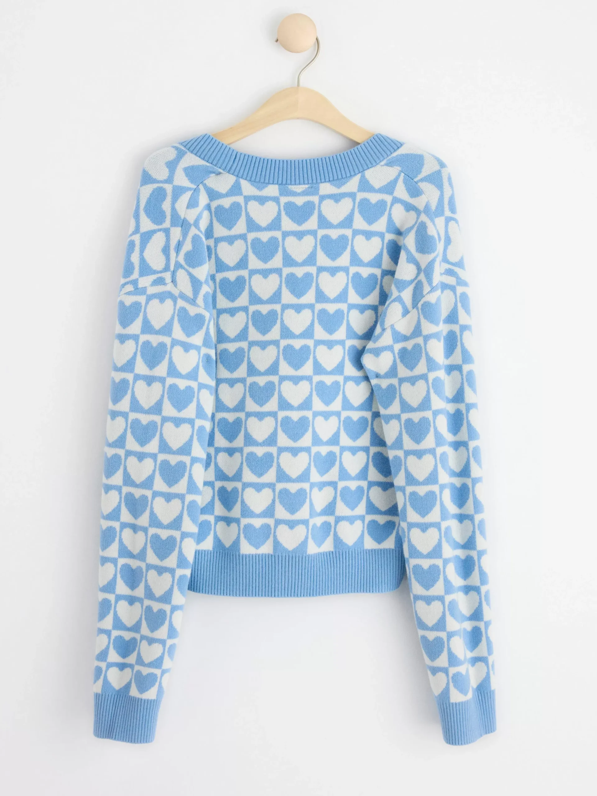 Tröjor & Cardigans>Lindex Stickad Cardigan Med Hjartan Light Dusty Blue
