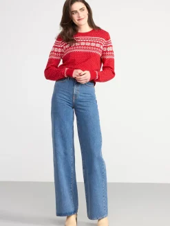 Tröjor & Cardigans>Lindex Stickad Fair Isle-Troja Red