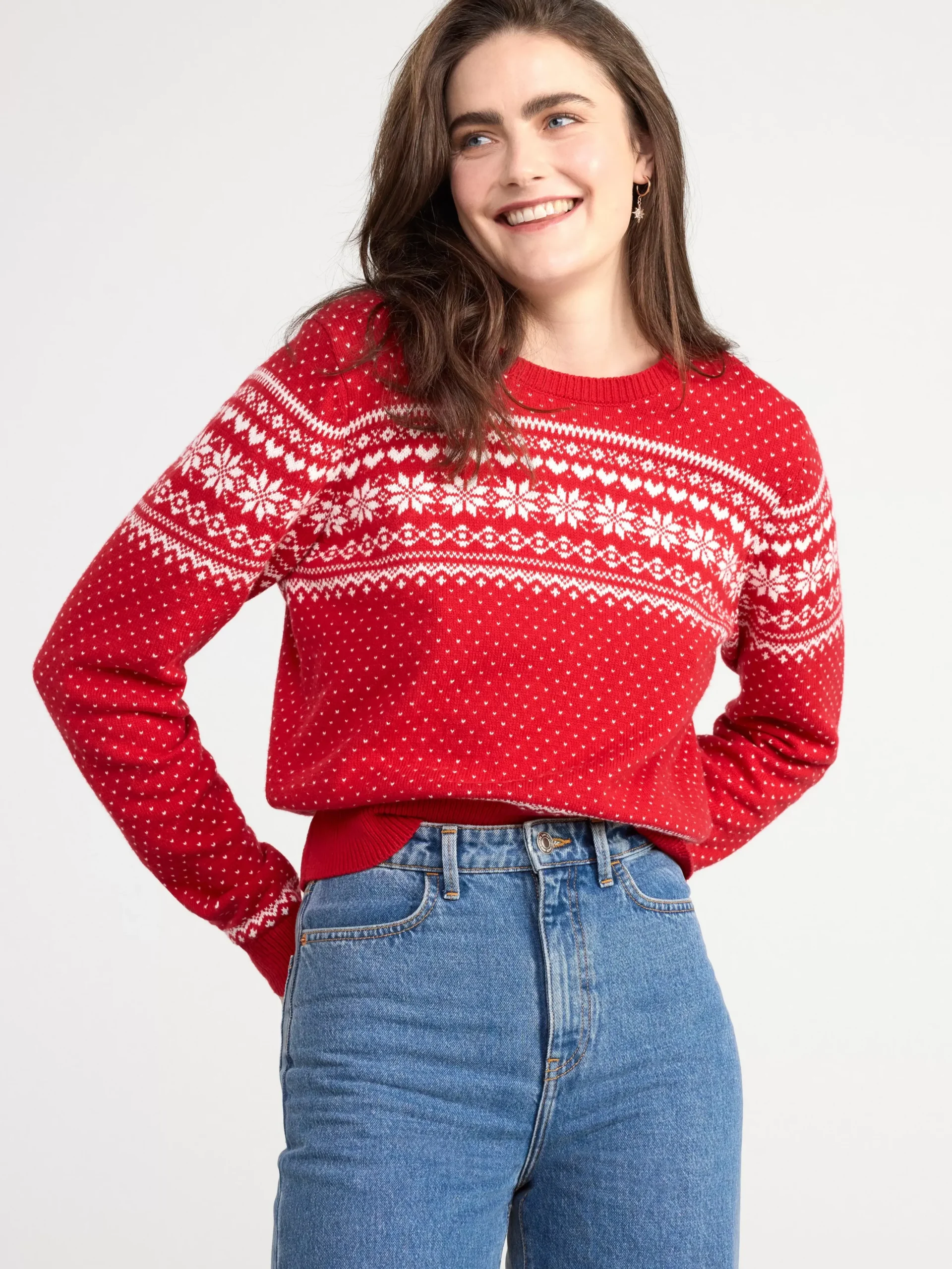 Tröjor & Cardigans>Lindex Stickad Fair Isle-Troja Red