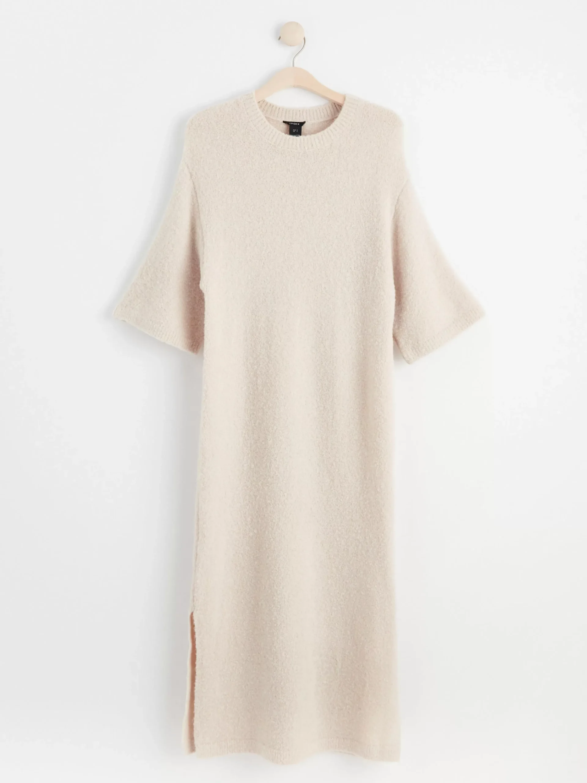 Klänningar>Lindex Stickad Klanning Med Kort Arm Light Beige