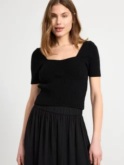 Tröjor & Cardigans>Lindex Stickad Kortarmad Topp Black