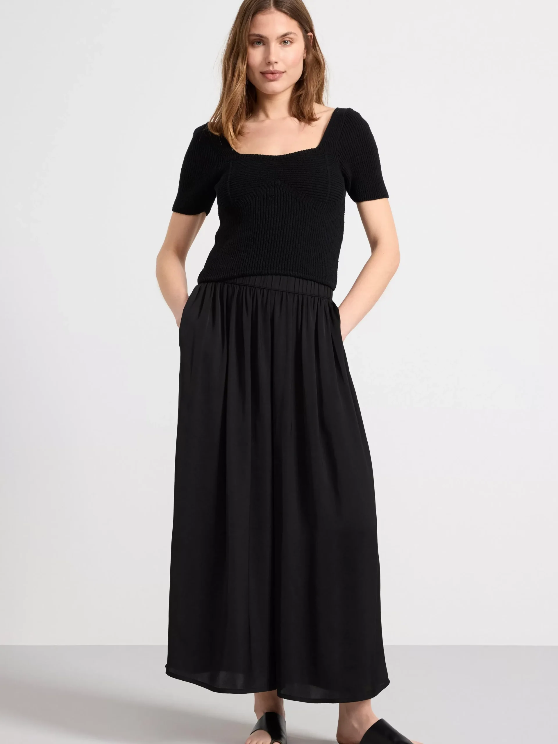 Tröjor & Cardigans>Lindex Stickad Kortarmad Topp Black