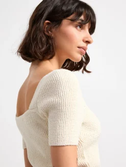 Tröjor & Cardigans>Lindex Stickad Kortarmad Topp White
