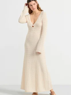 Klänningar>Lindex Stickad Langarmad Klanning Light Beige