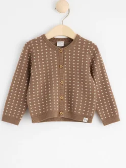 Tröjor & Cardigans>Lindex Stickad, Monstrad Cardigan Dark Khaki