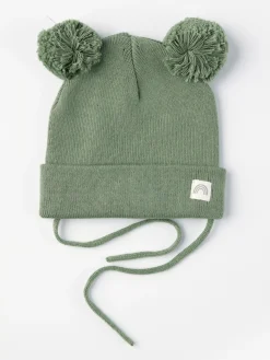 Accessoarer>Lindex Stickad Mossa Med Pom Poms Och Knytband Green