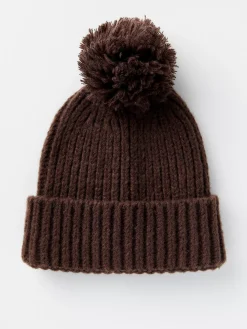 Accessoarer>Lindex Stickad Mossa Med Tofs Dark Dusty Brown