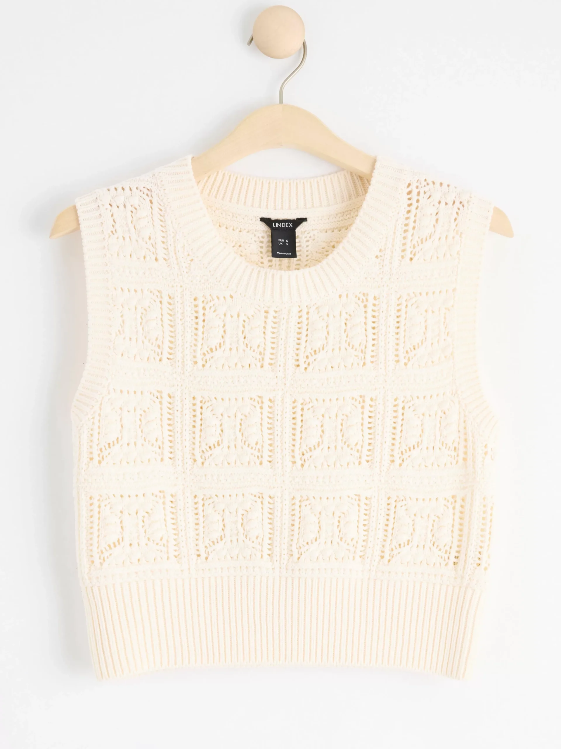 Stickat>Lindex Stickad Slipover Light White