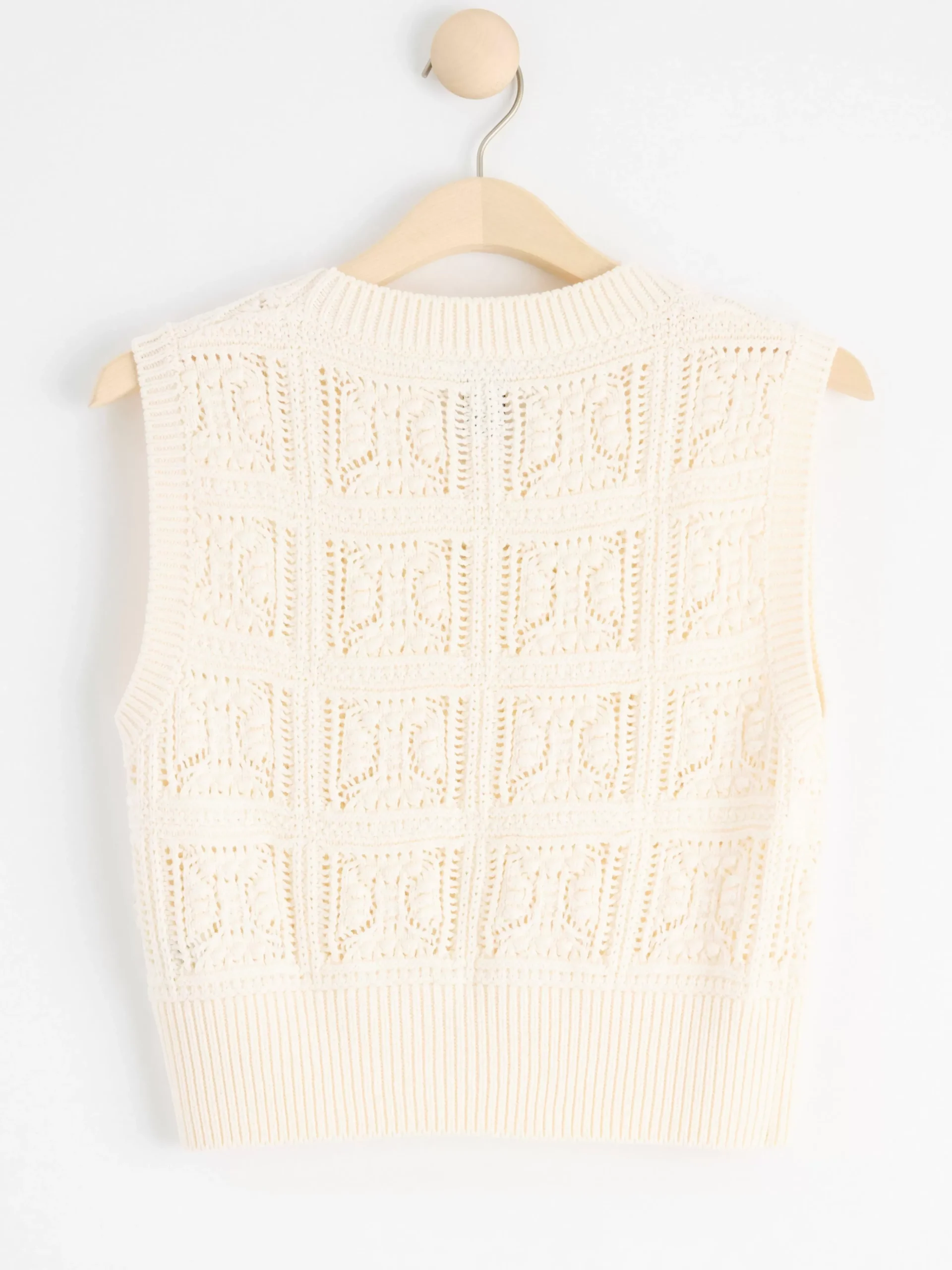 Stickat>Lindex Stickad Slipover Light White