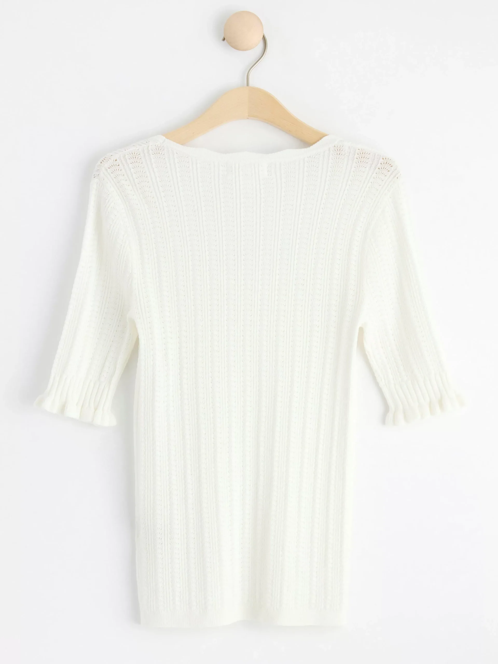 Toppar & T-Shirts>Lindex Stickad Topp Med Kort Arm Off White