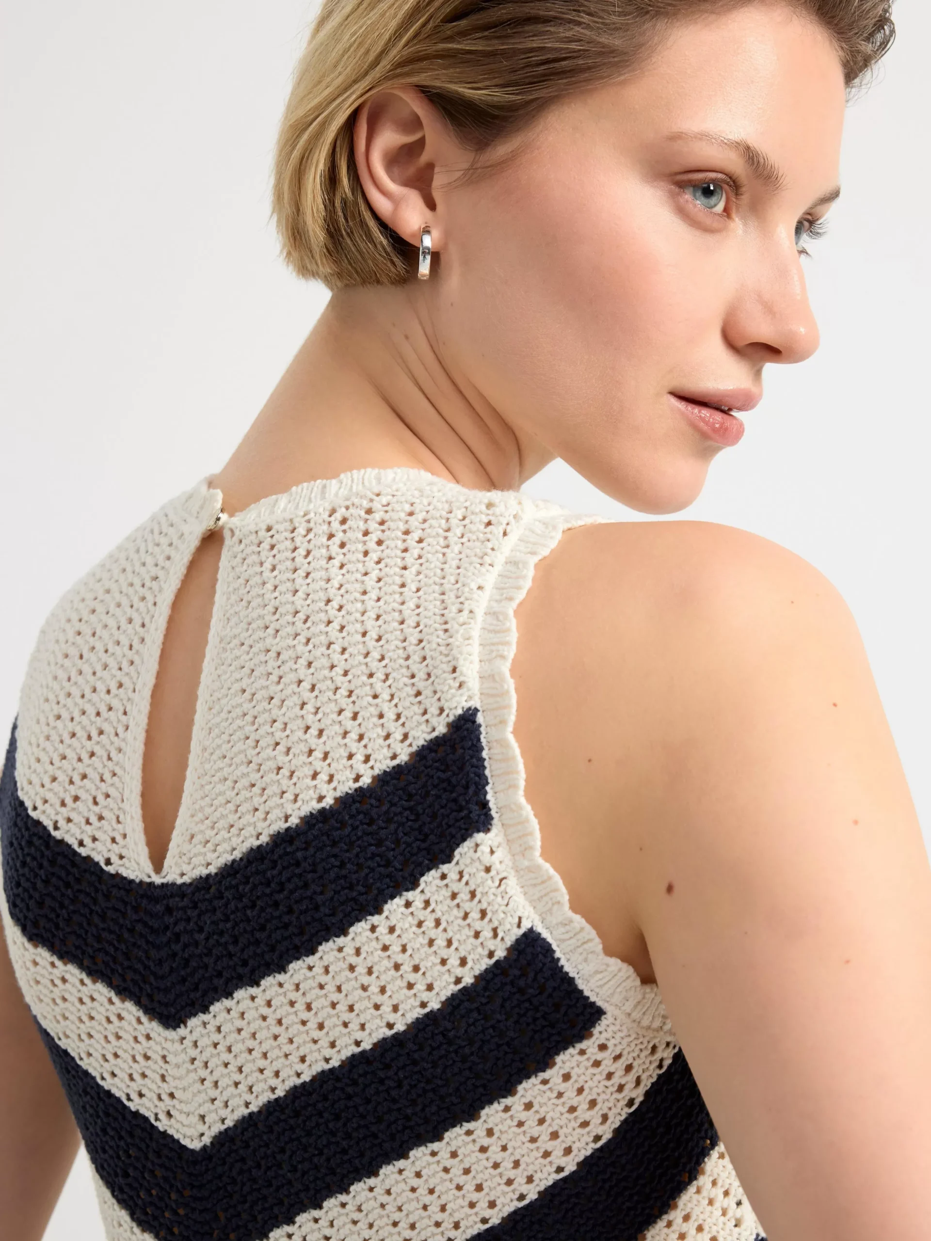 Toppar & T-Shirts>Lindex Stickad Topp Med Rander Off White