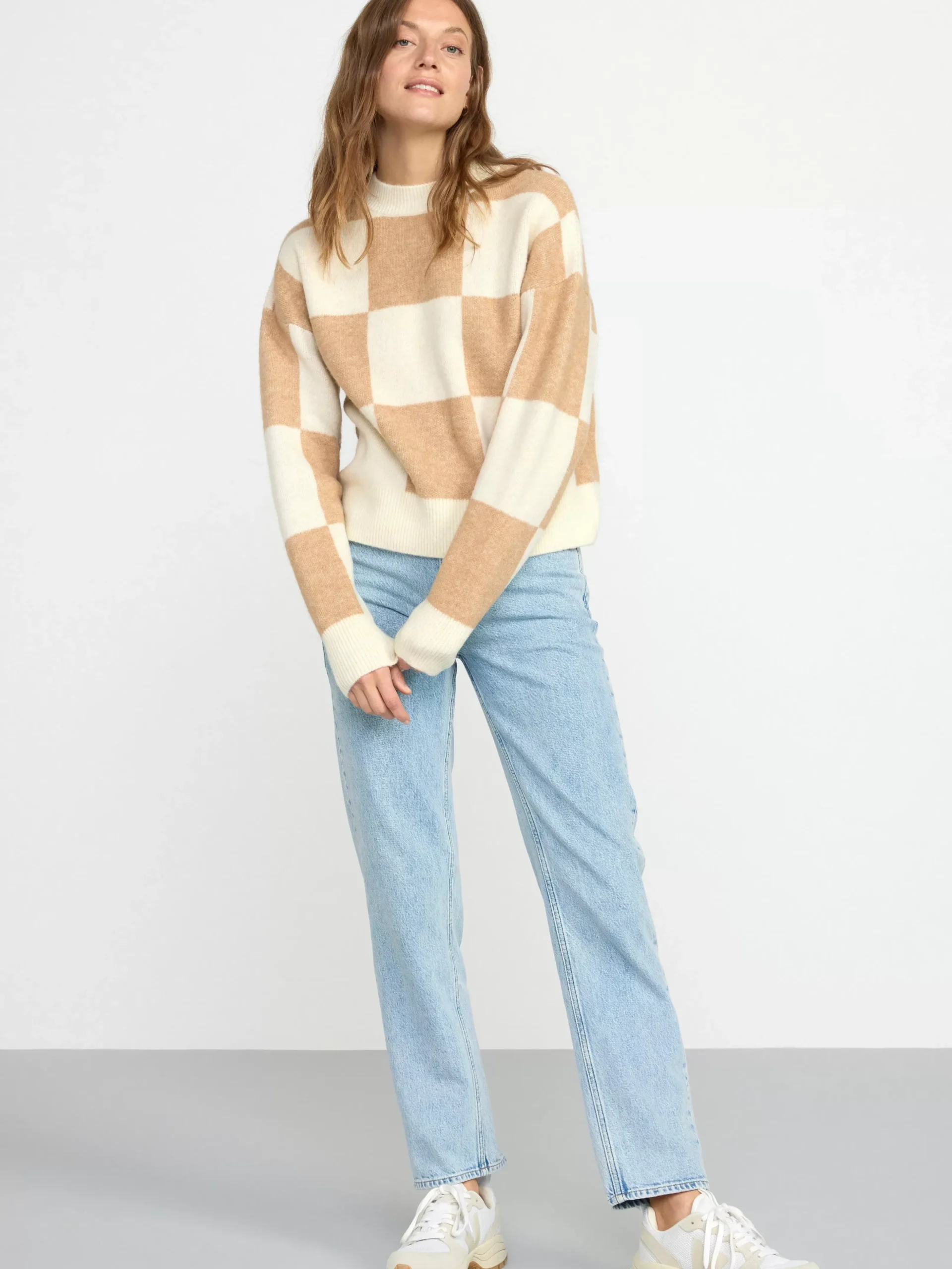 Tröjor & Cardigans>Lindex Stickad Troja Light Beige Melange