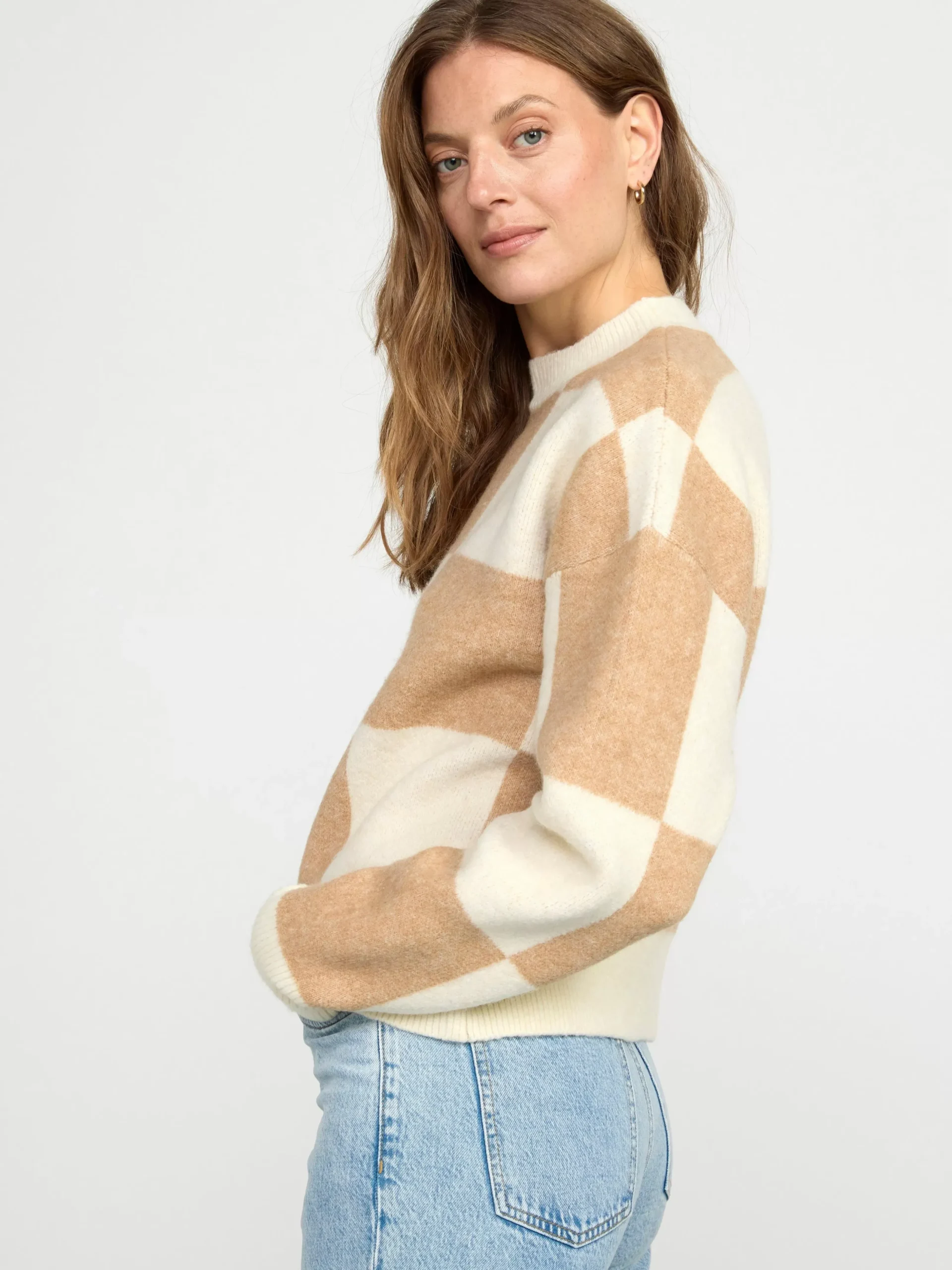 Tröjor & Cardigans>Lindex Stickad Troja Light Beige Melange