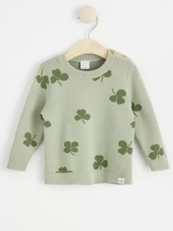 Tröjor & Cardigans>Lindex Stickad Troja Med Klover Dusty Green