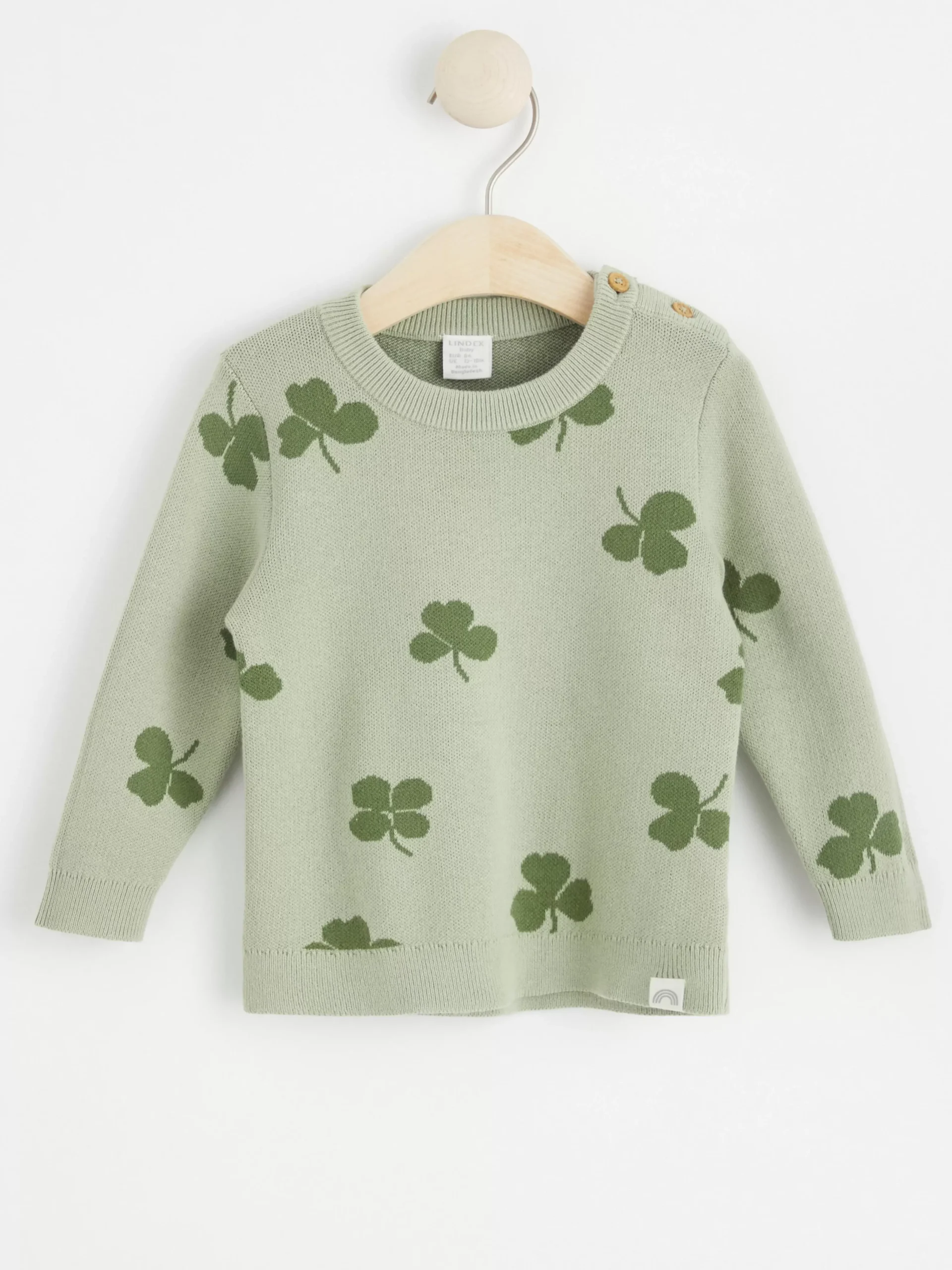 Tröjor & Cardigans>Lindex Stickad Troja Med Klover Dusty Green