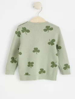 Tröjor & Cardigans>Lindex Stickad Troja Med Klover Dusty Green