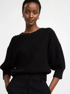 Tröjor & Cardigans>Lindex Stickad Troja Med Kort Arm Black
