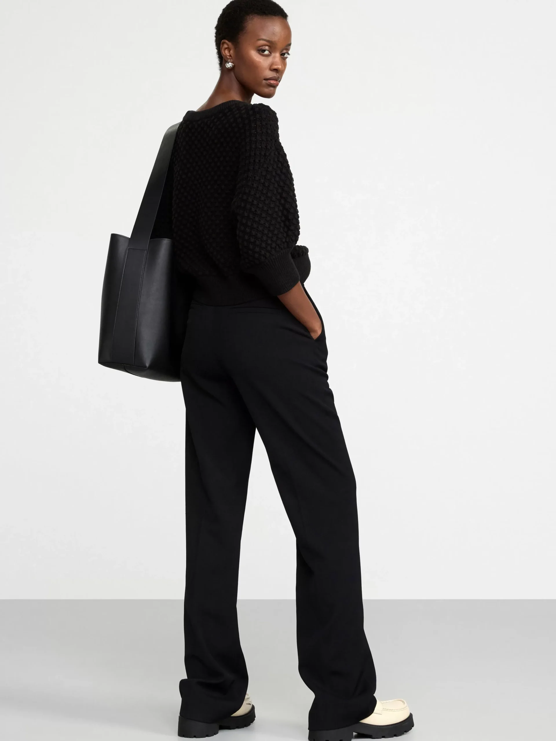Tröjor & Cardigans>Lindex Stickad Troja Med Kort Arm Black