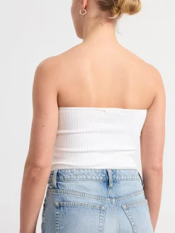 Toppar & T-Shirts>Lindex Stickad Tubtopp White