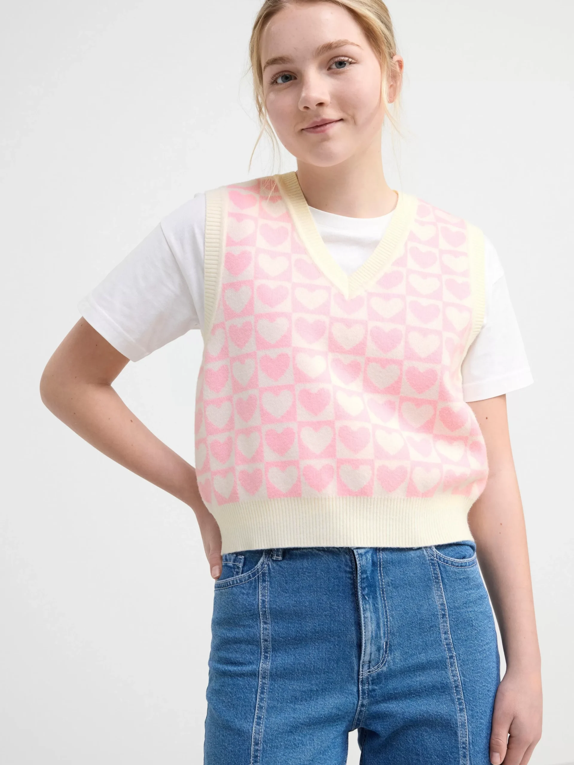Tröjor & Cardigans>Lindex Stickad Vast Med Hjartan Light Pink