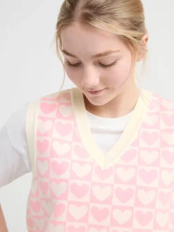 Tröjor & Cardigans>Lindex Stickad Vast Med Hjartan Light Pink