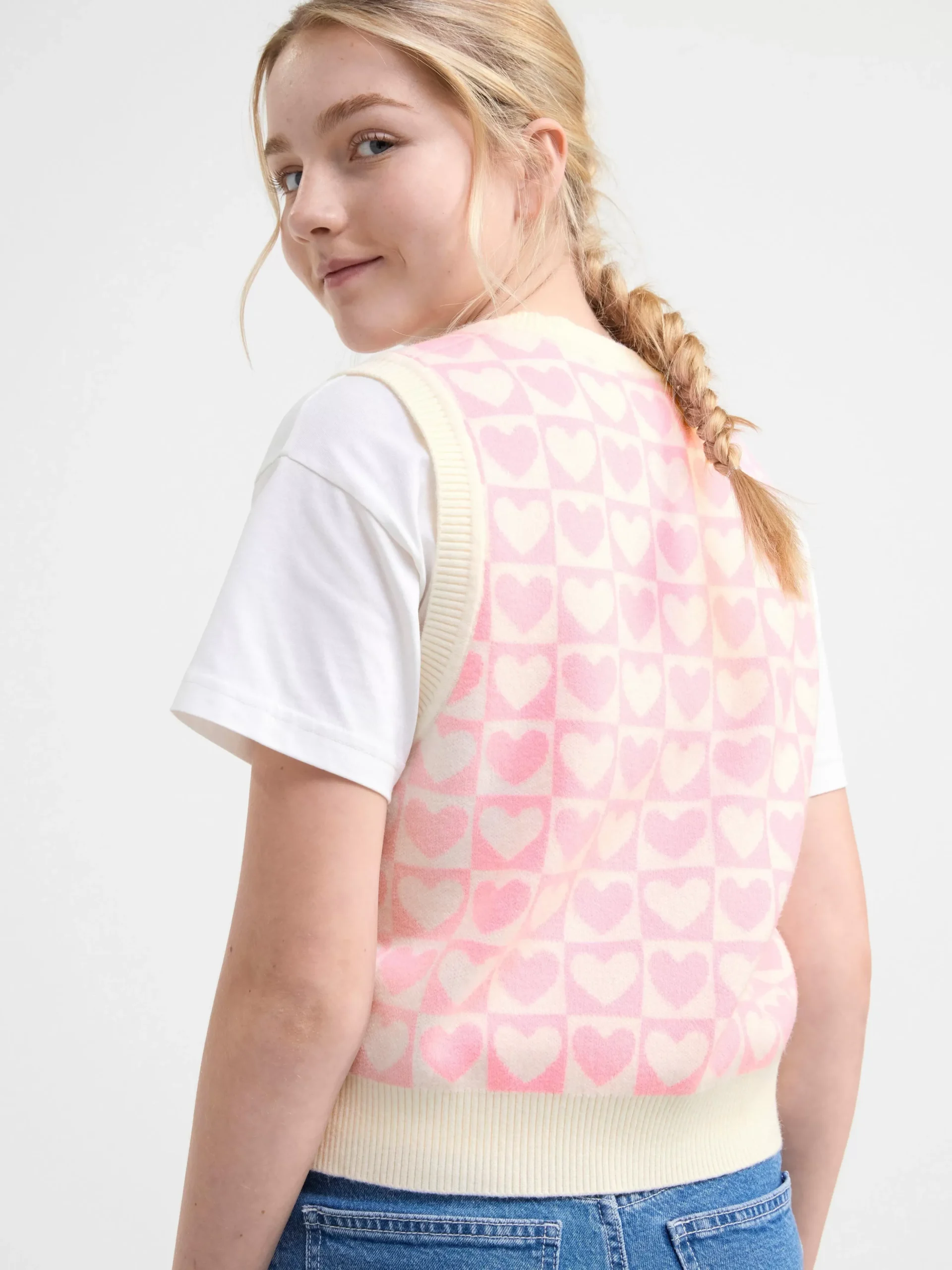 Tröjor & Cardigans>Lindex Stickad Vast Med Hjartan Light Pink