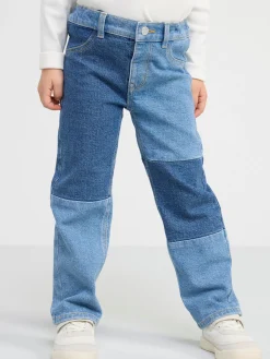 Jeans>Lindex Stina Jeans Med Rakt Ben, Normalhog Midja Och Lapptacksmonster Denim