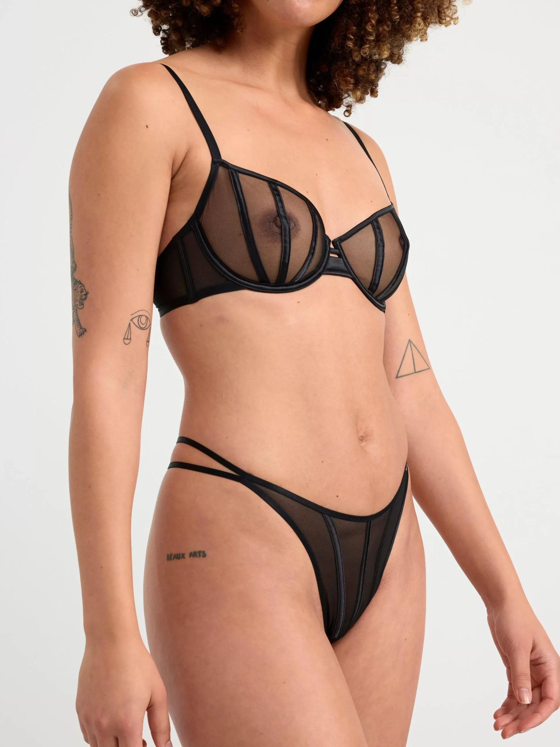 Trosor>Lindex Stringtrosa I Mesh Med Lag Midja Black