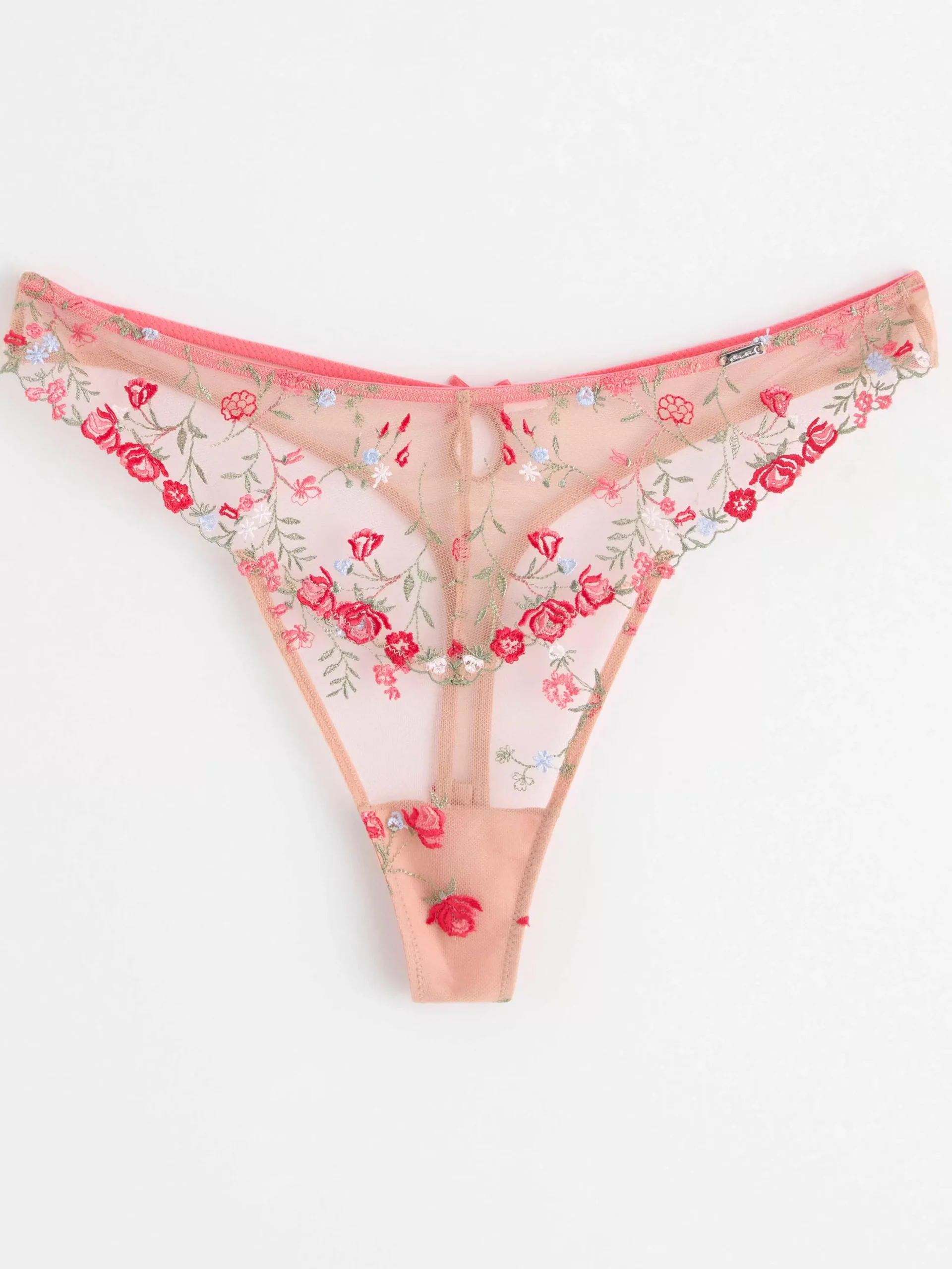 Trosor>Lindex Stringtrosa Low Waist Med Spetsblommor Dark Pink