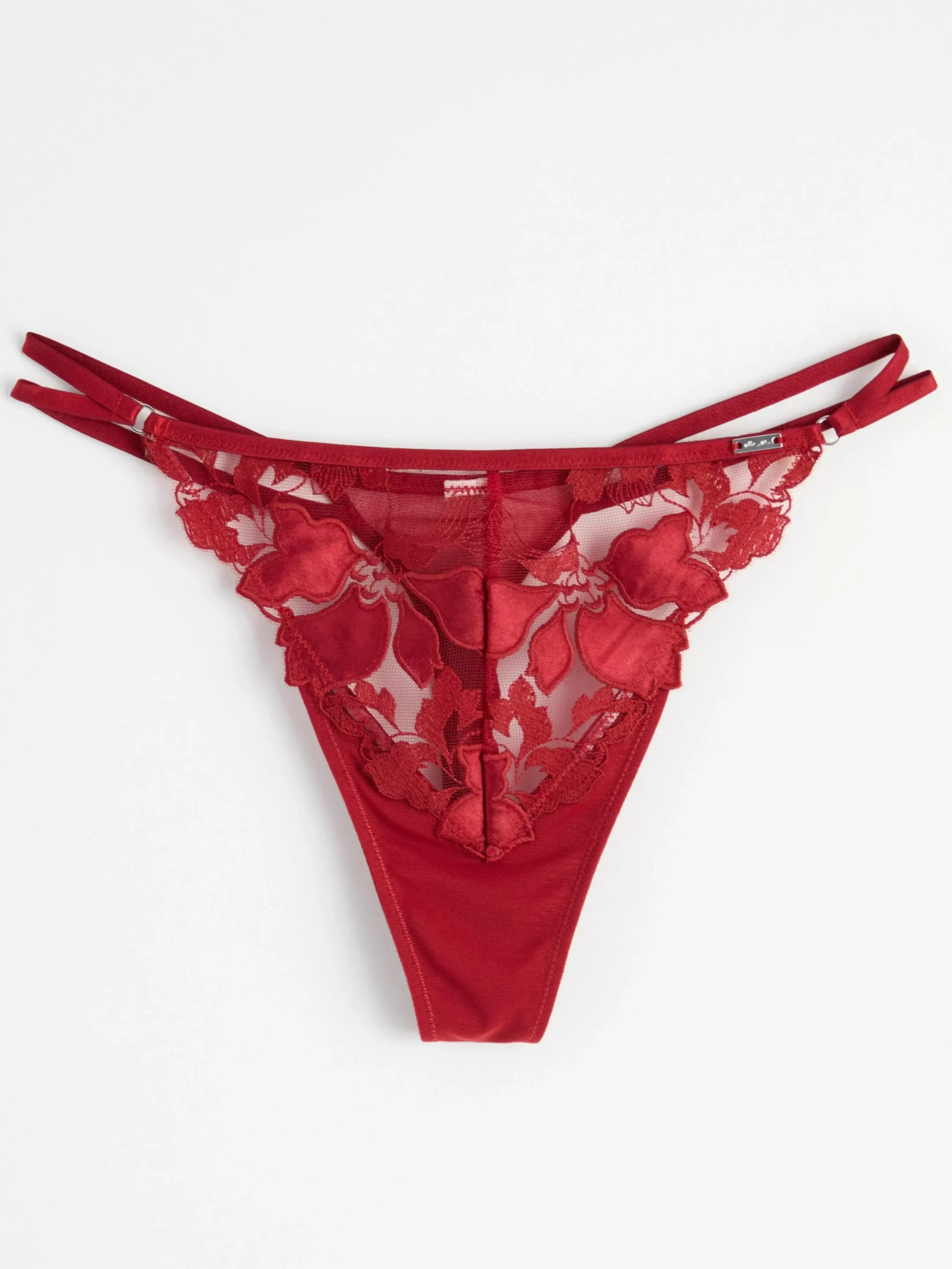 Trosor>Lindex Stringtrosa Low Waist Med Broderi Dark Dusty Red