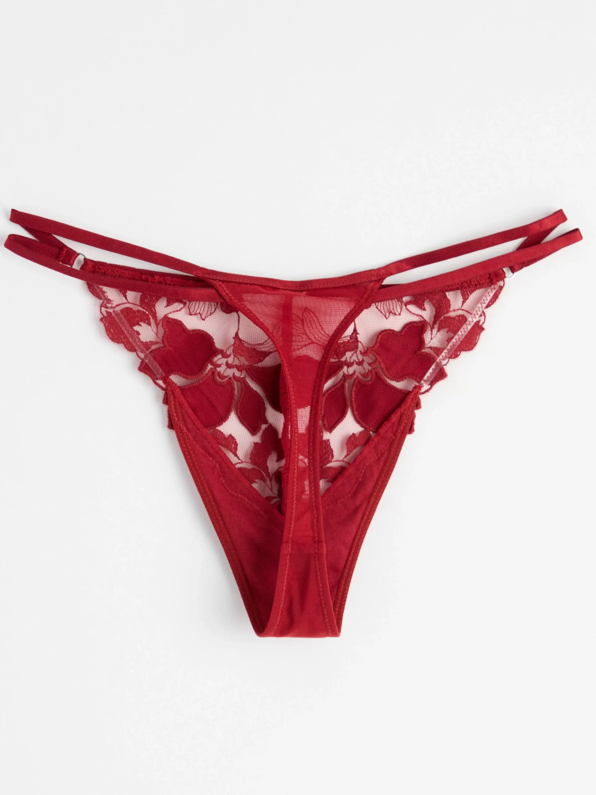 Trosor>Lindex Stringtrosa Low Waist Med Broderi Dark Dusty Red