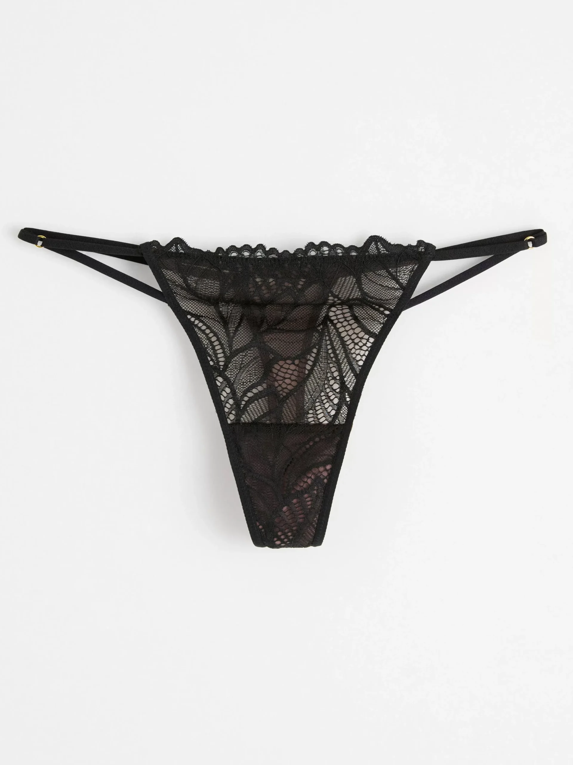 Trosor>Lindex Stringtrosa Low Waist Med Spets Black