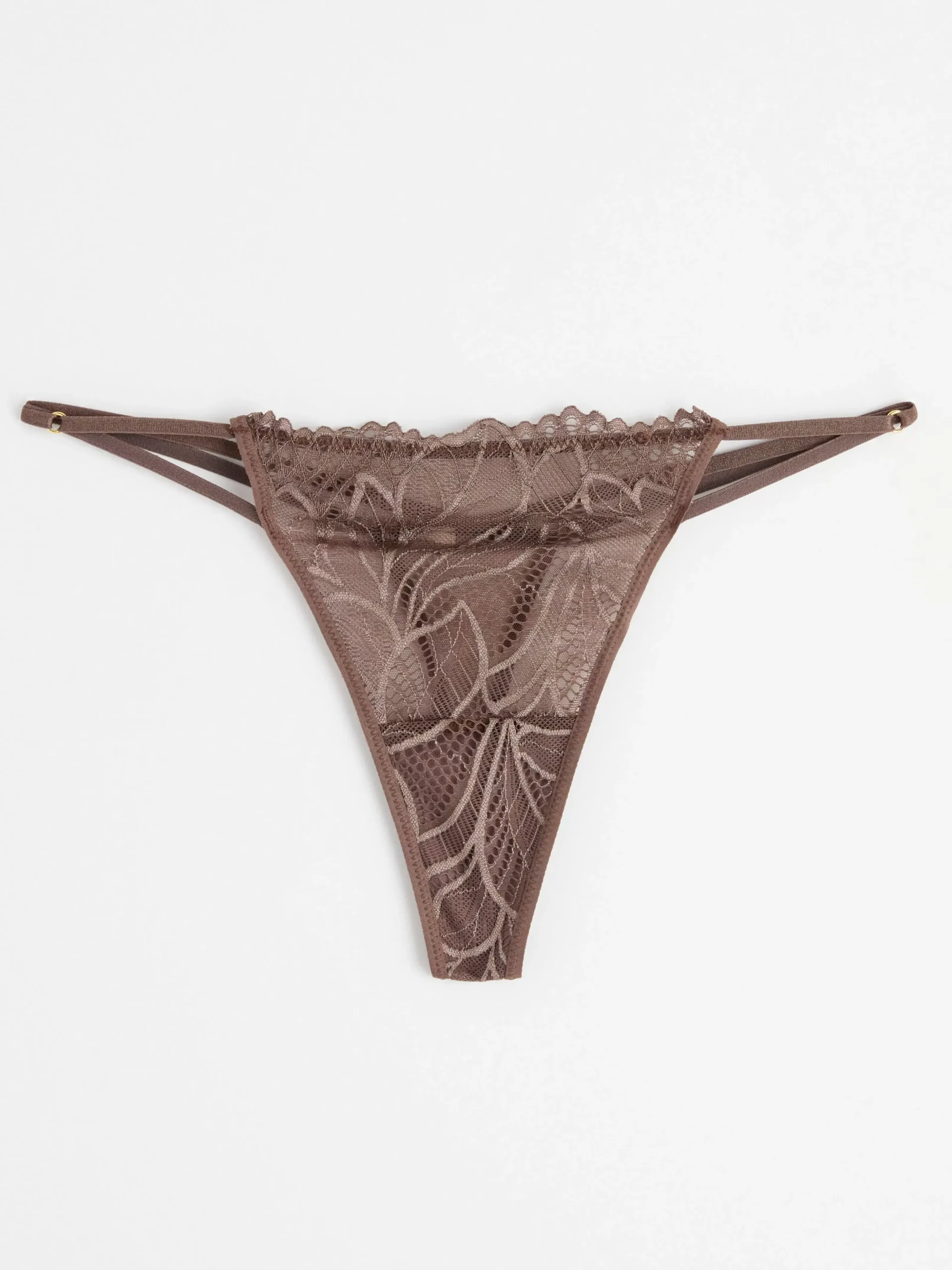 Trosor>Lindex Stringtrosa Low Waist Med Spets Dark Dusty Brown