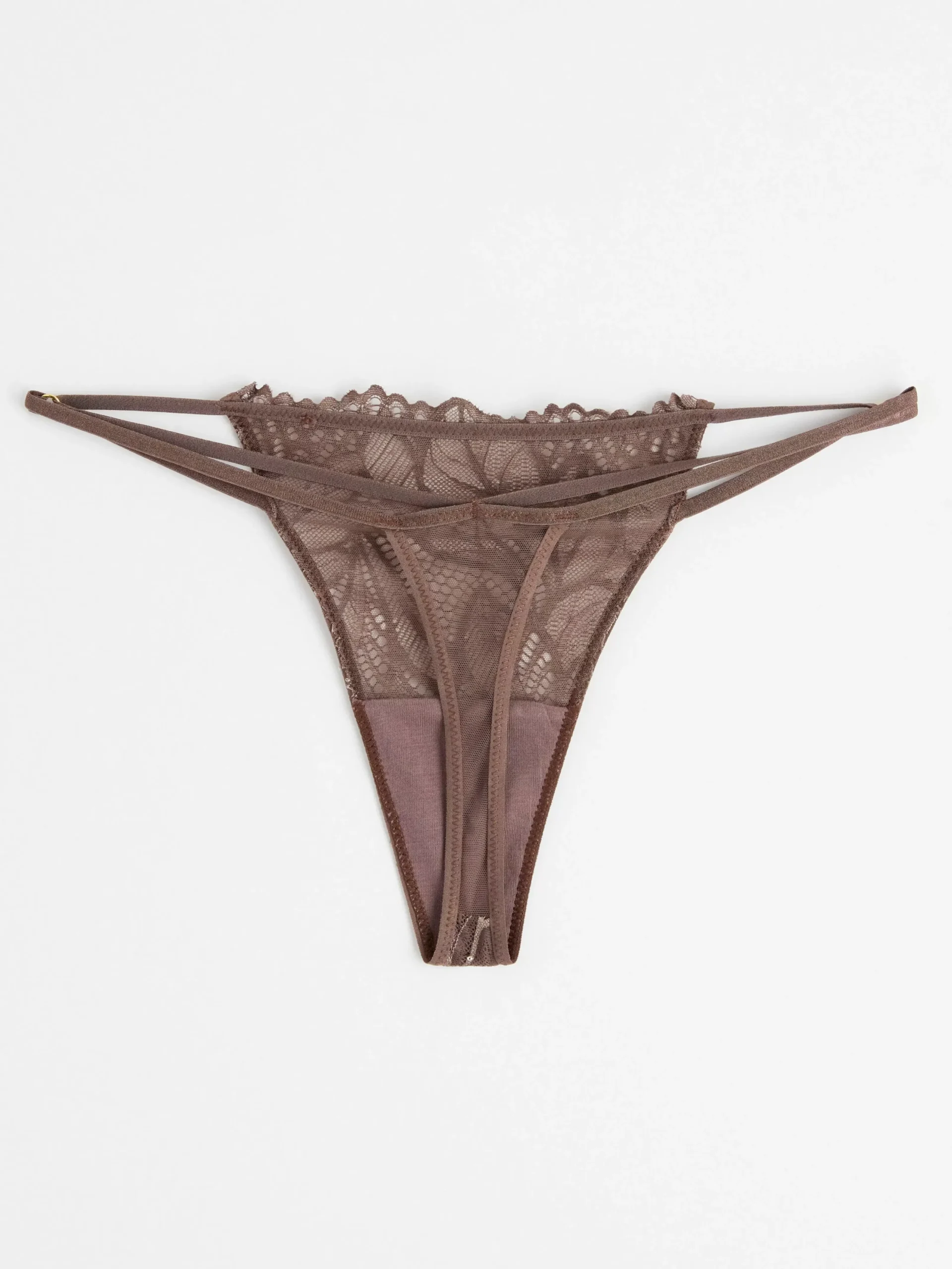 Trosor>Lindex Stringtrosa Low Waist Med Spets Dark Dusty Brown