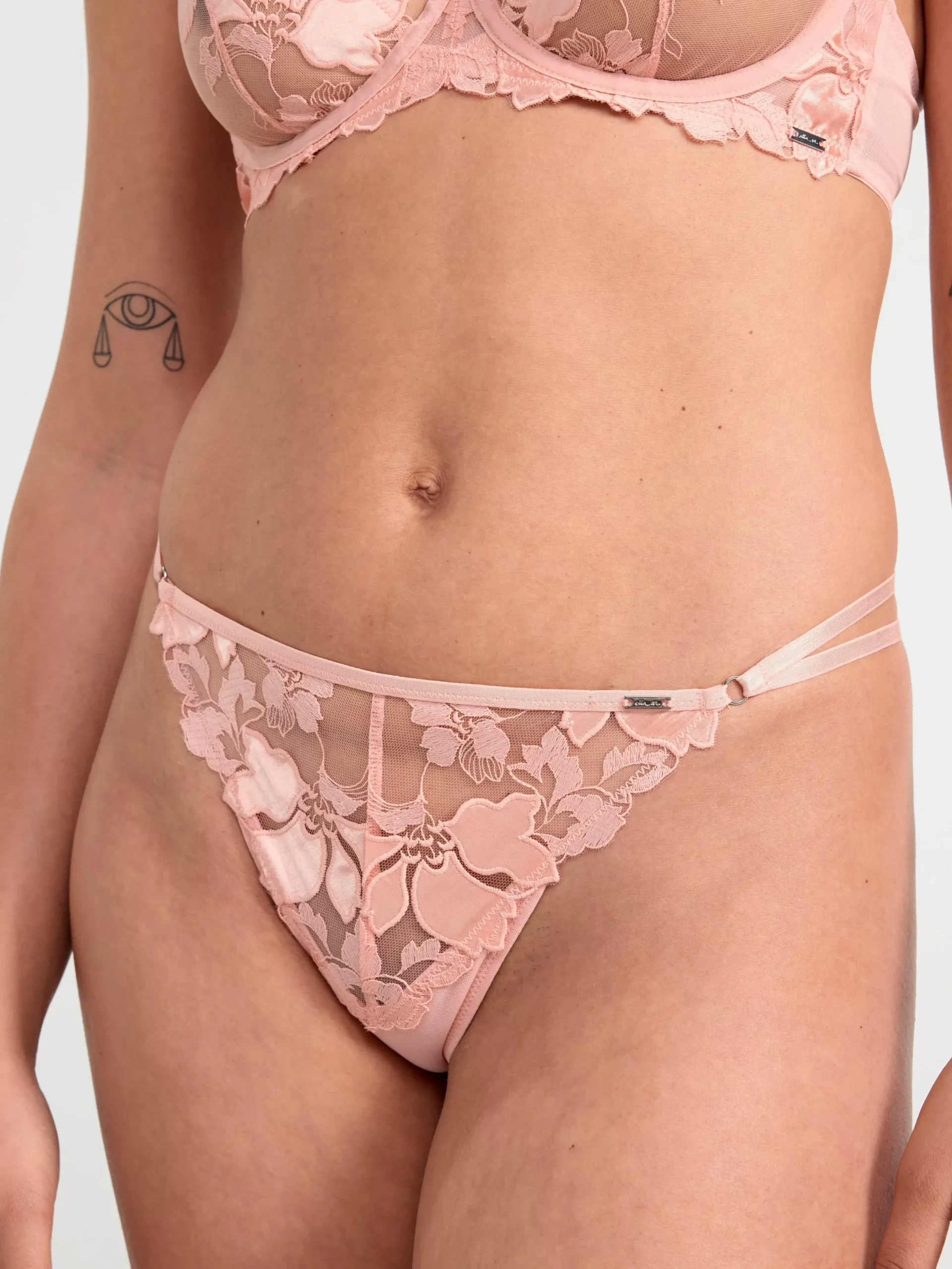 Trosor>Lindex Stringtrosa Low Waist Med Broderad Mesh Light Dusty Coral