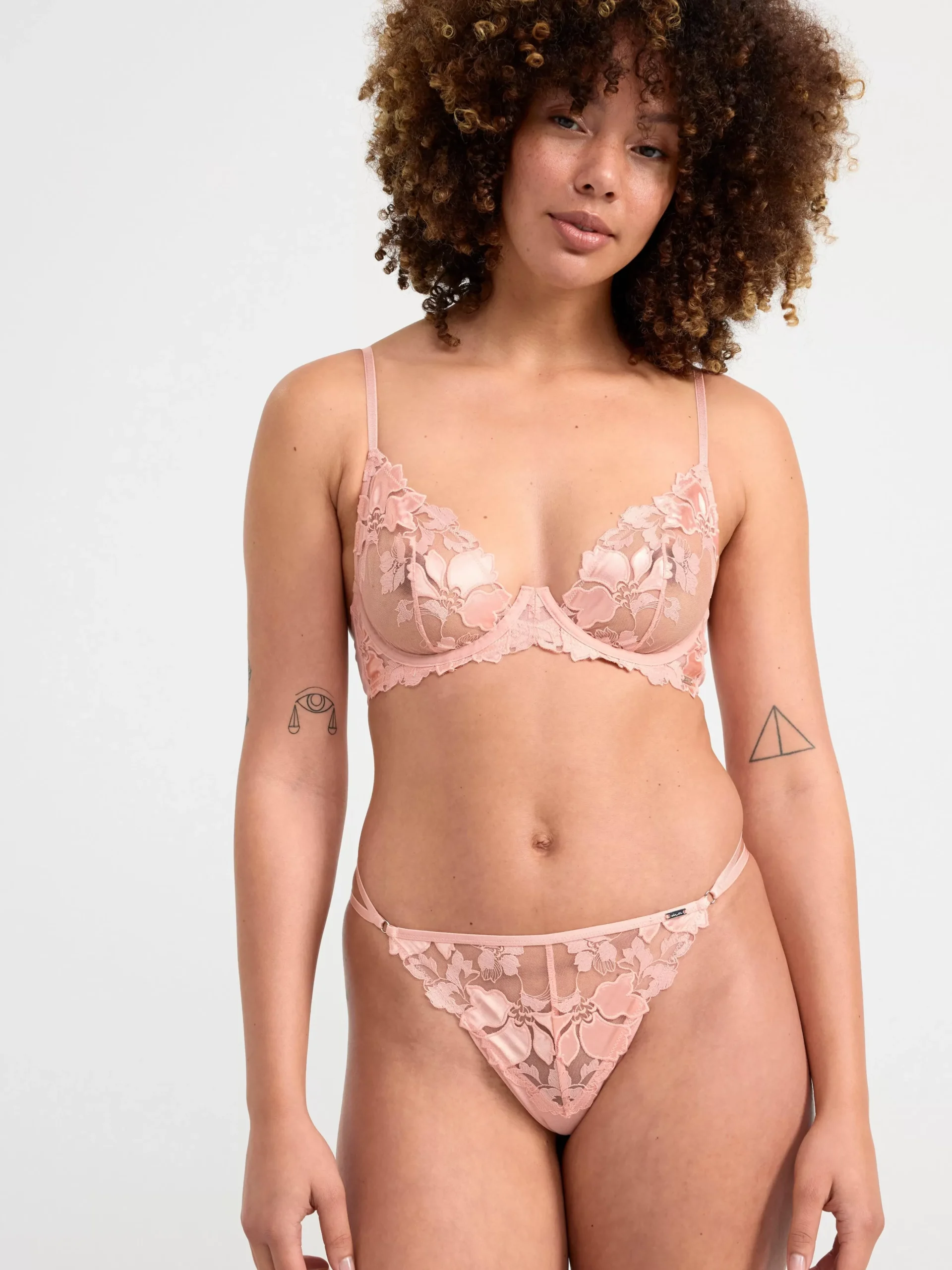 Trosor>Lindex Stringtrosa Low Waist Med Broderad Mesh Light Dusty Coral