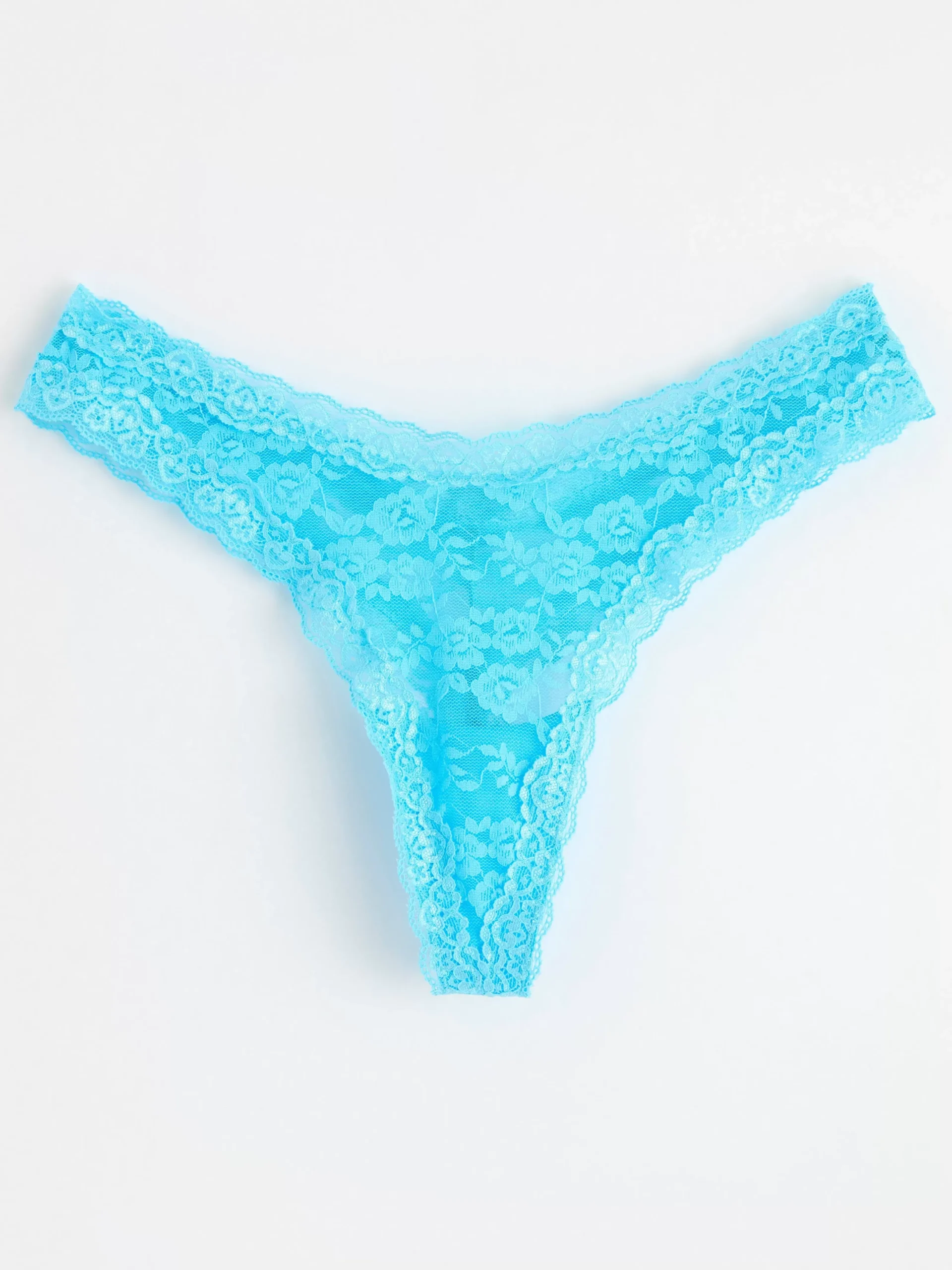 Trosor>Lindex Stringtrosa Low Waist Med Hogt Skuret Ben Och Spets Turquoise